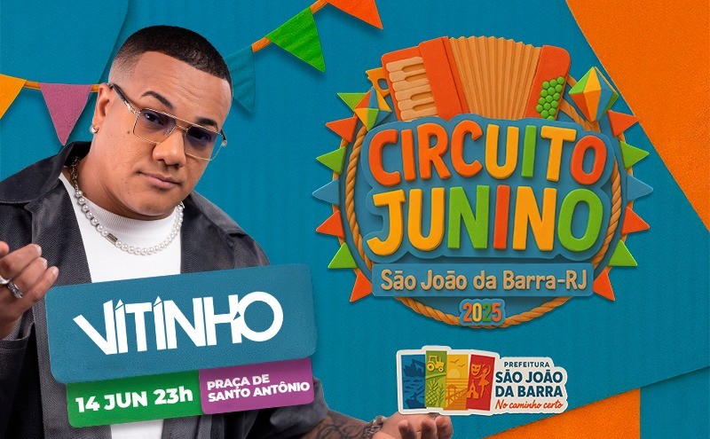 Vitinho abre neste sábado os shows nacionais do Circuito Junino de SJB