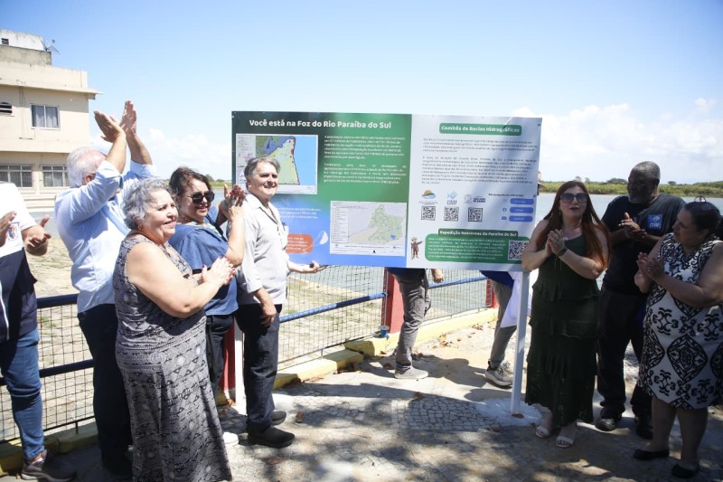 Placa de identificação da foz do Rio Paraíba do Sul é inaugurada em SJB